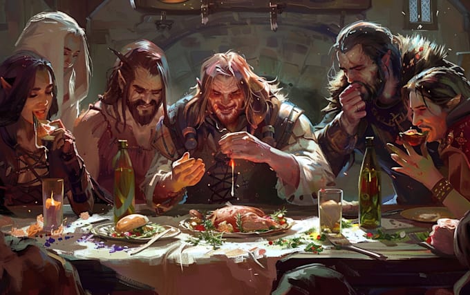 paint custom dnd party character artwork