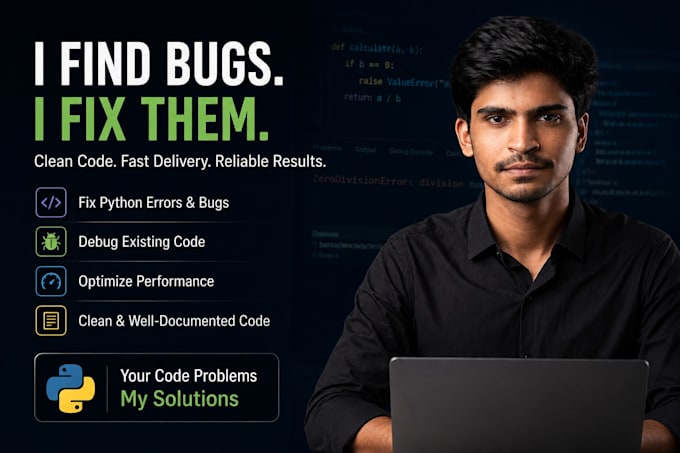 fix bugs, errors, and exceptions in your python code
