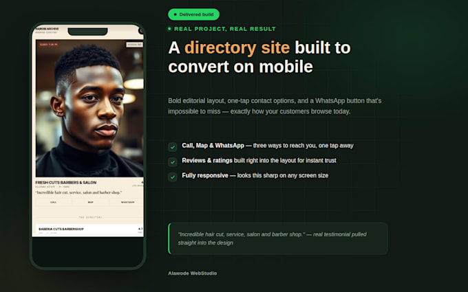 build a modern business landing page with whatsapp order integration