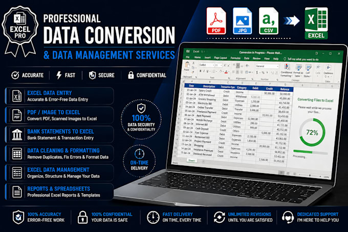 convert bank statement to excel, pdf to excel, and format data