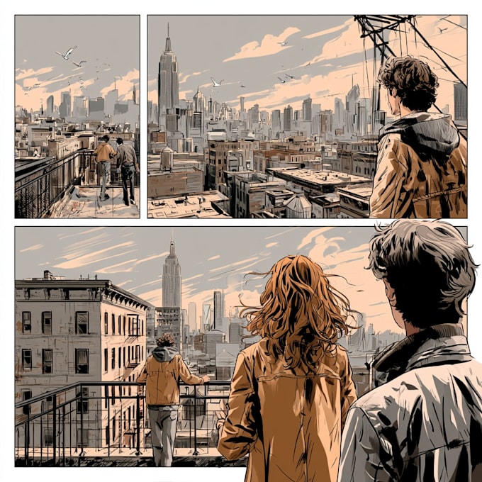 draw a comic book page illustration or webtoon episodes