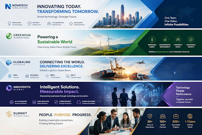 make premium corporate banner design for global businesses
