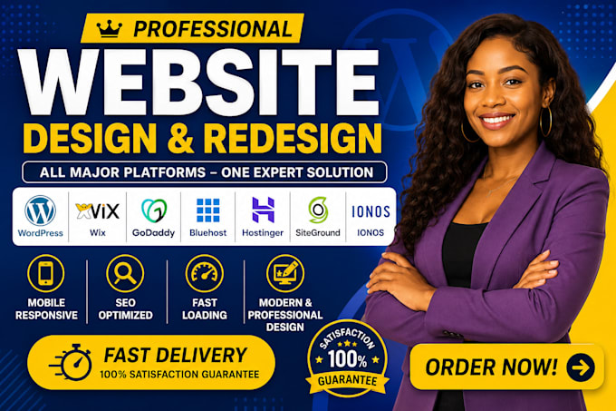 design redesign wordpress website on godaddy ionos bluehost namecheap hostinger