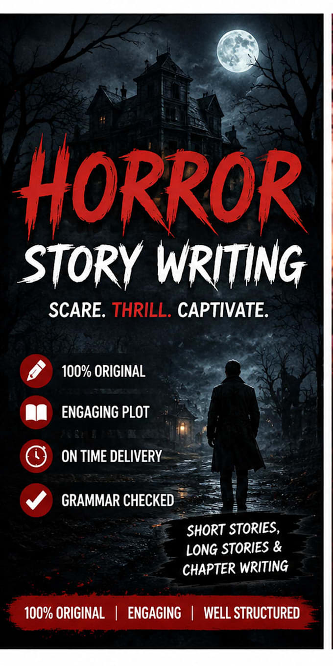 write original horror romance and sci fi stories