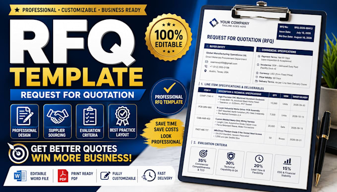create a professional rfq, rfp template for your business
