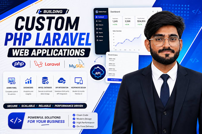 develop a custom PHP laravel web application with admin panel and database