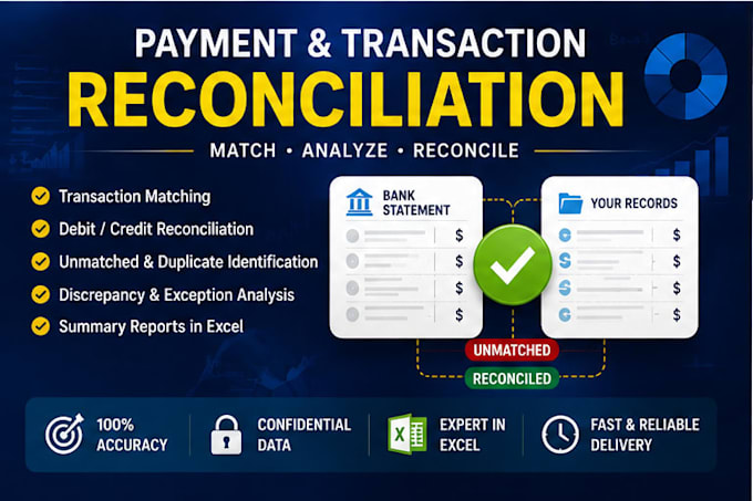 reconcile payments, validate invoices, excel reporting