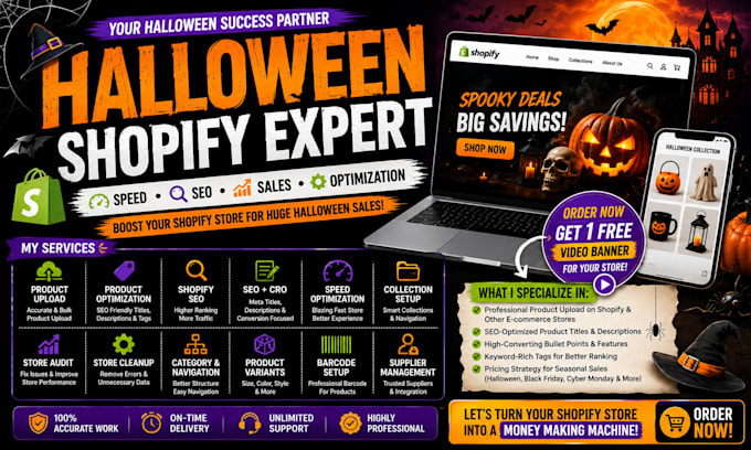upload halloween products and optimize your shopify store seo speed