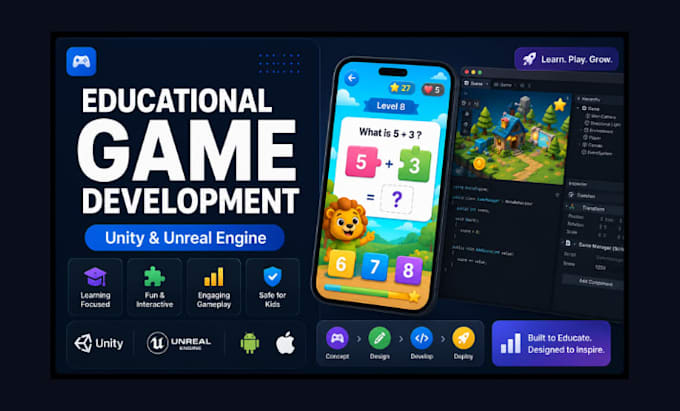 do educational game development and kids learning game in unity educational game