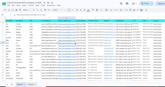 provide fortune 500 company leads