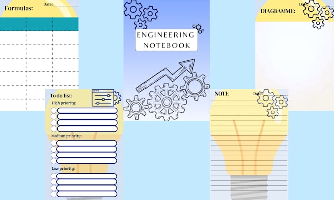 design printable notebooks and planners for eng students