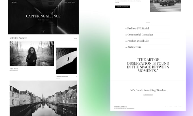 build a modern photography portfolio website