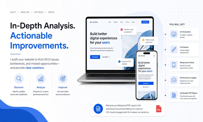 audit your website UX UI and provide actionable improvements