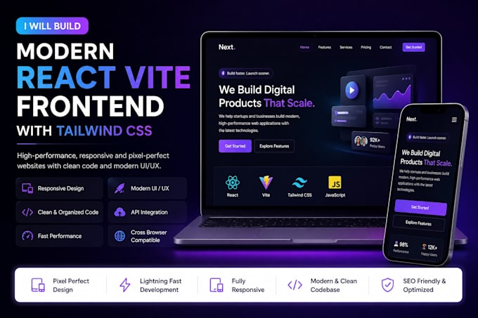 build modern react vite frontend with tailwind CSS