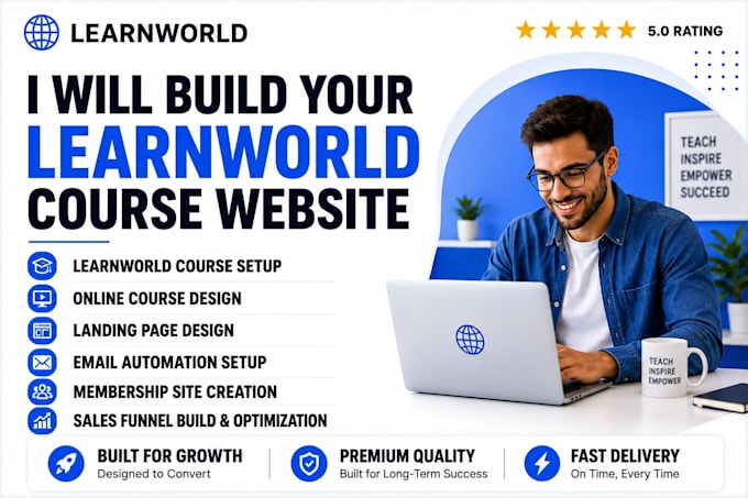 build learnworlds website, course curriculum design, and course upload