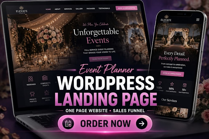 do wordpress landing page one page website, event planner wordpress website