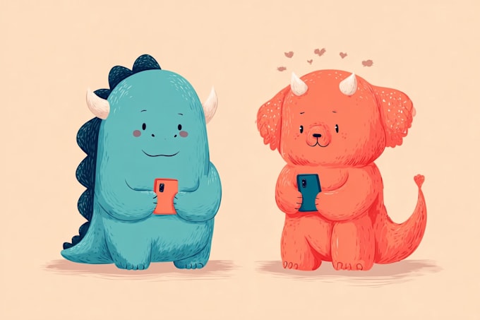 draw a cute and funny cartoon illustration