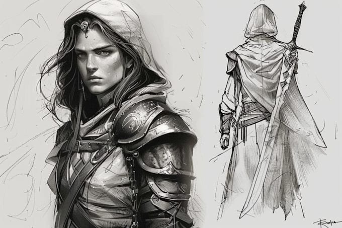 do fantasy character sketch for you
