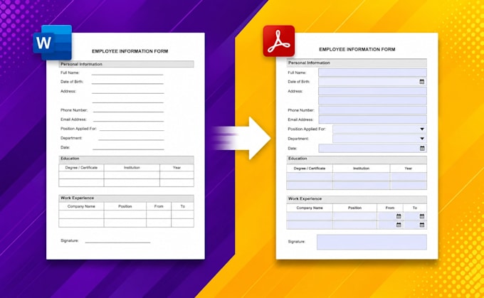 convert microsoft word forms into fillable PDF forms