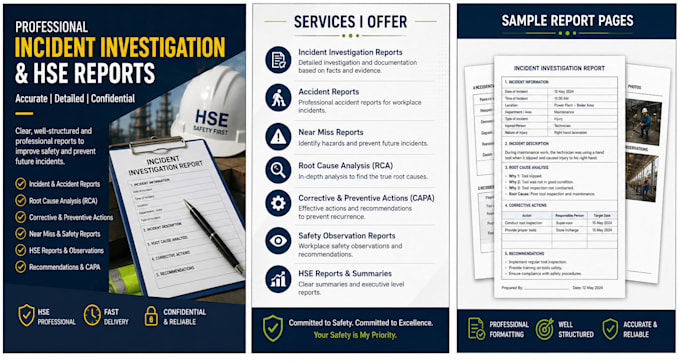 write professional incident investigation and hse reports