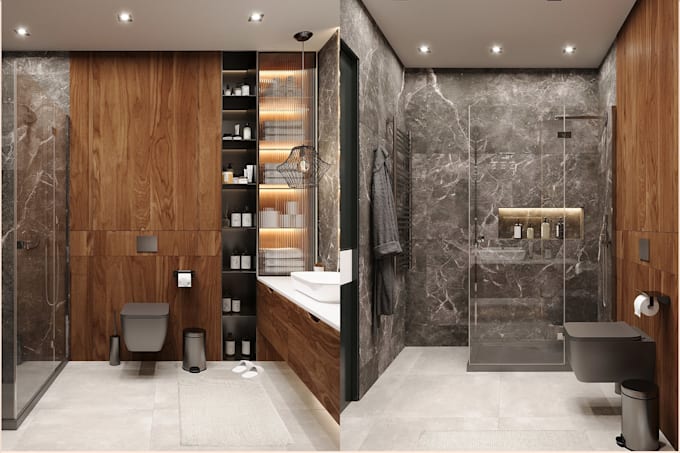create photorealistic 3d bathroom interior renders