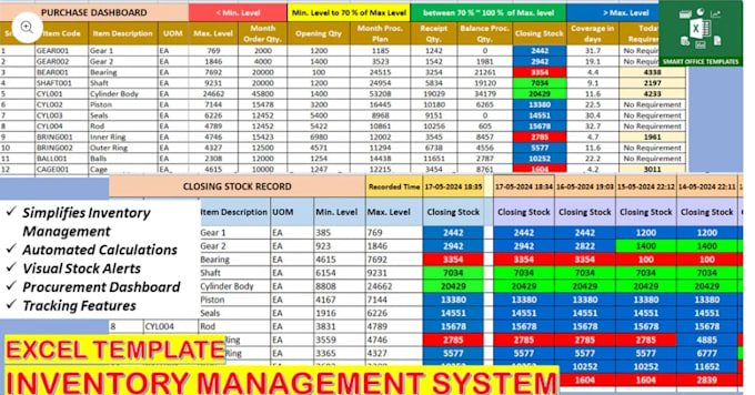 create inventory management excel sheet with dashboard