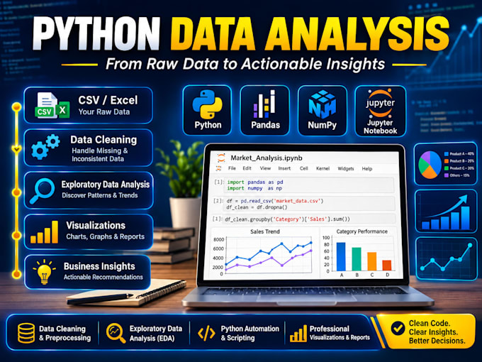 do python data analysis, data cleaning and pandas tasks