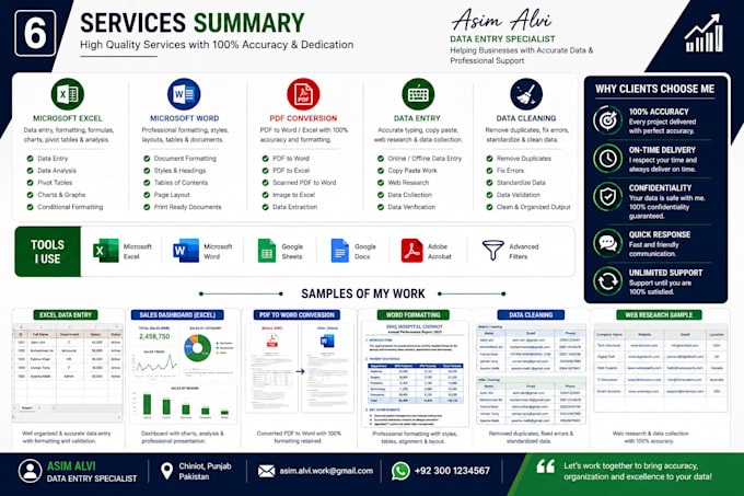 excel data entry, formatting and spreadsheet management