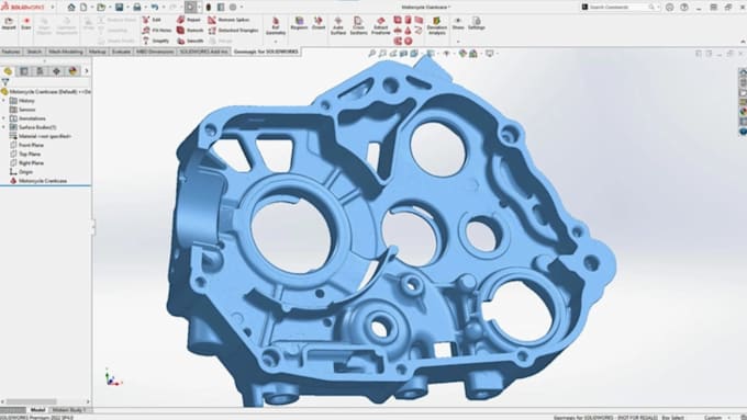 reverse engineer replacement parts, scan to cad and stl to step with solidworks