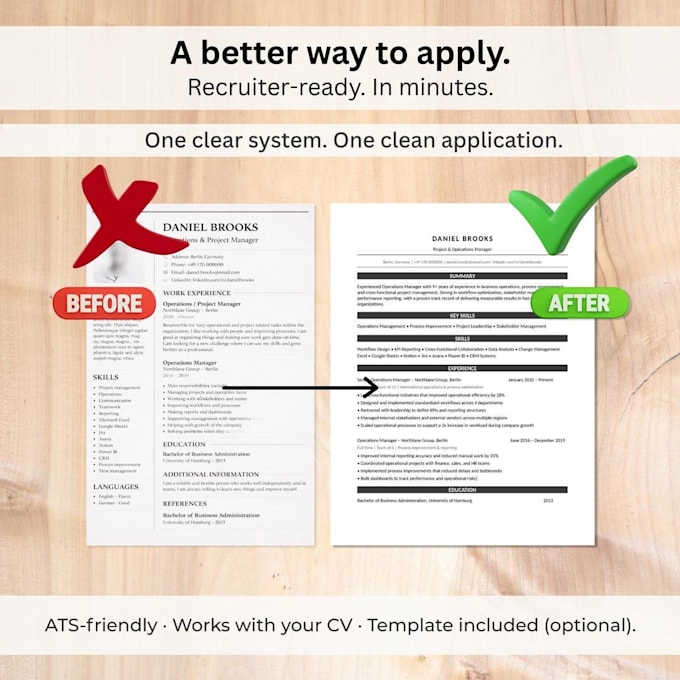 help resume your CV and optimize it to ats friendly