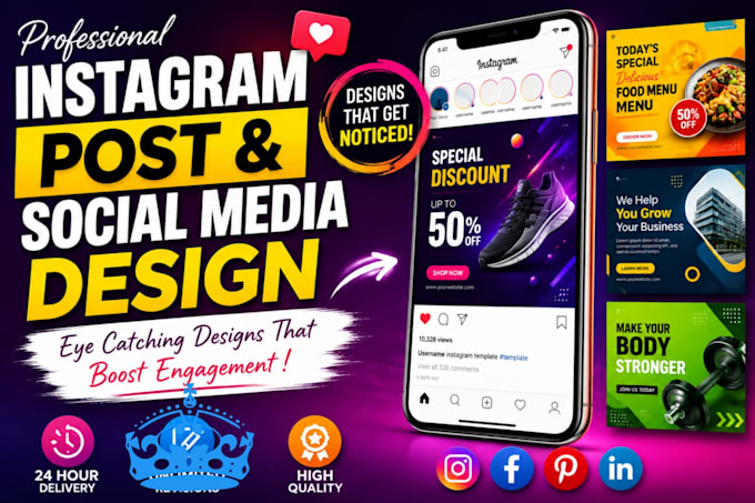 desing eye catching intagram posts and social media graphics