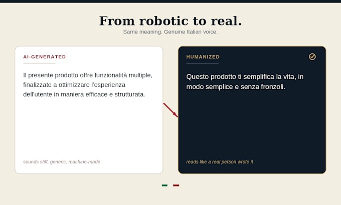 humanize your ai generated text into natural, native italian