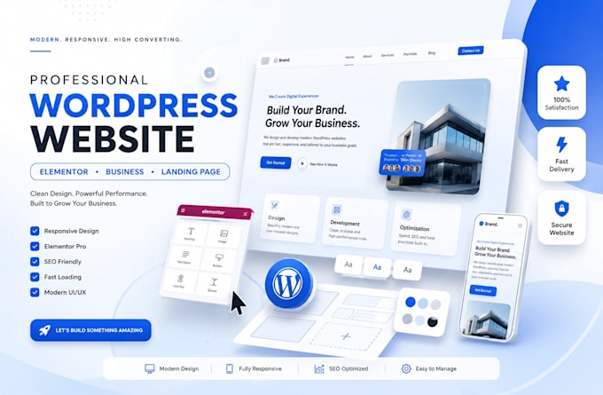 design responsive wordpress website, elementor web