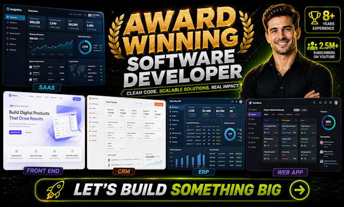 be your software developer for saas, front end, crm, erp and web app development