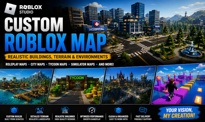 create a custom roblox map with realistic buildings terrain and environments