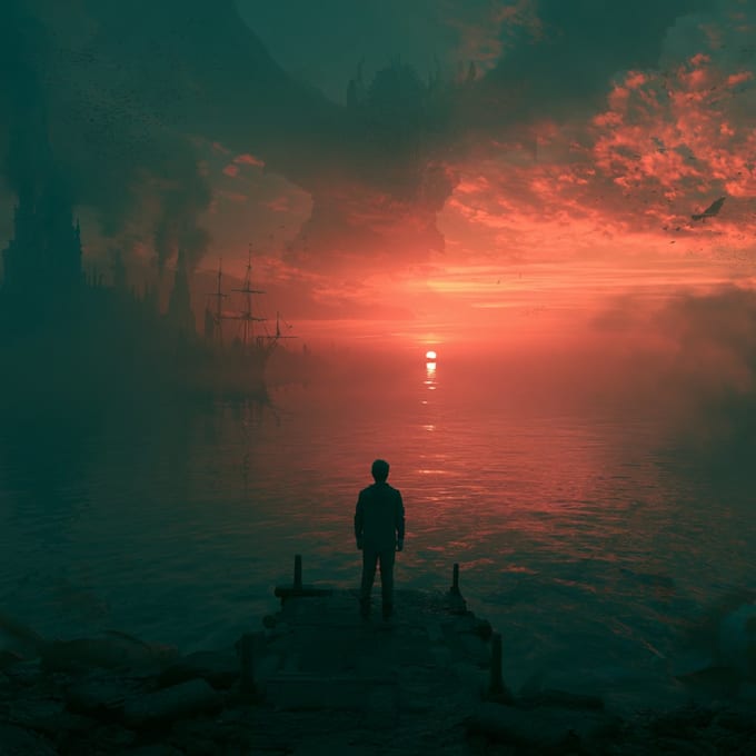 create a unique fantasy album cover illustration