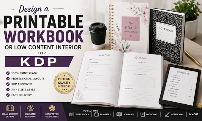 design a printable workbook or low content interior for KDP