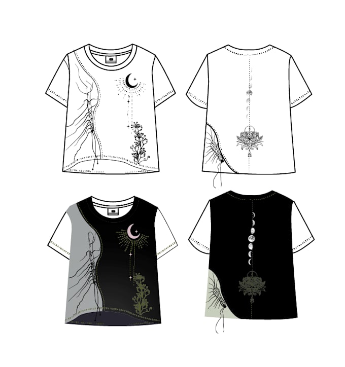 design premium fashion flat sketch and apparel tech pack