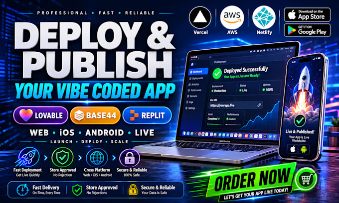 deploy and publish your lovable base44 replit app to vercel and app stores