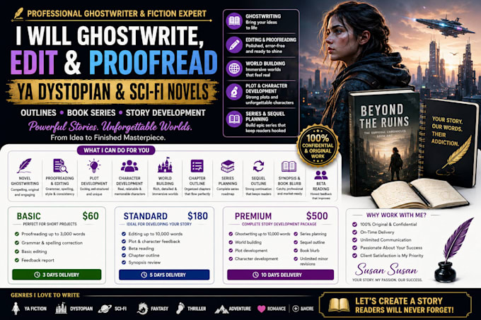 ghostwriter ya dystopian sci fi outlines book series post apocalyptic war novels
