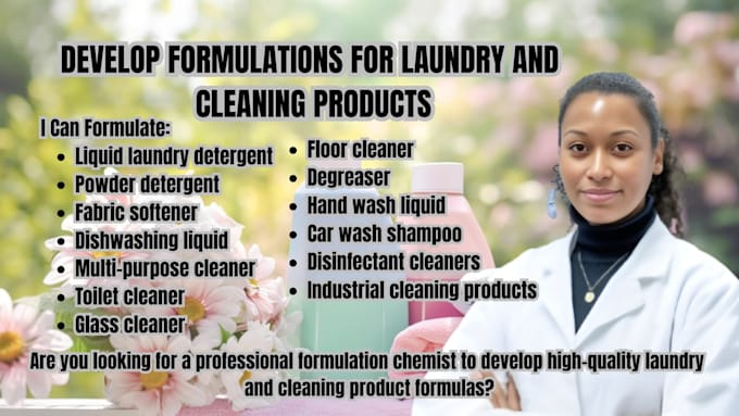 develop laundry detergent, cleaning detergent, and chemical product formulations