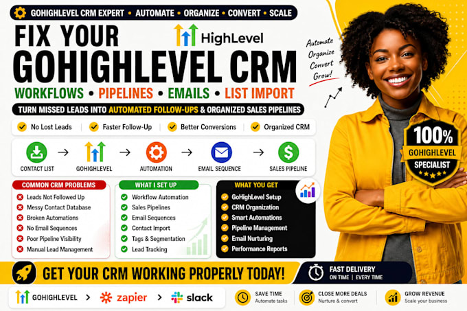 gohighlevel CRM expert for workflows, pipelines, email sequence and list import