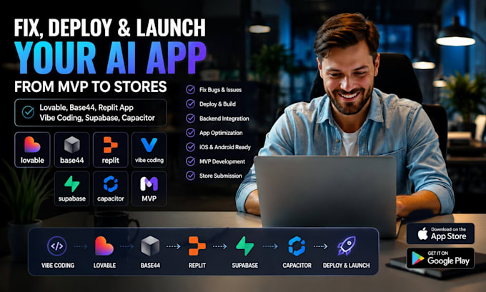 fix deploy lovable base44 replit  app vibe coding supabase capacitor mvp
