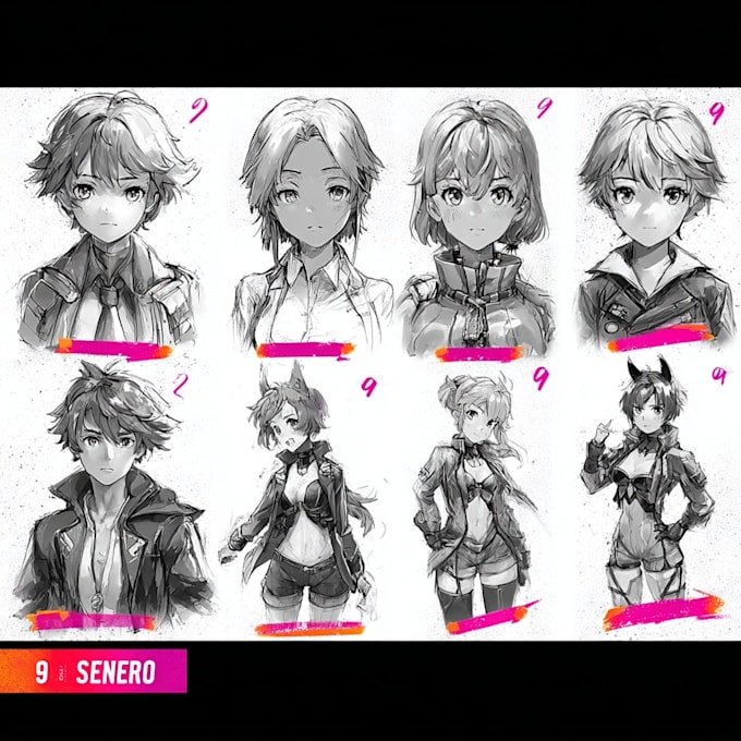 create full anime character sheet