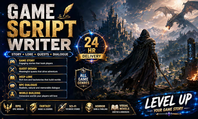 write your game script, story, lore, quests and dialogue