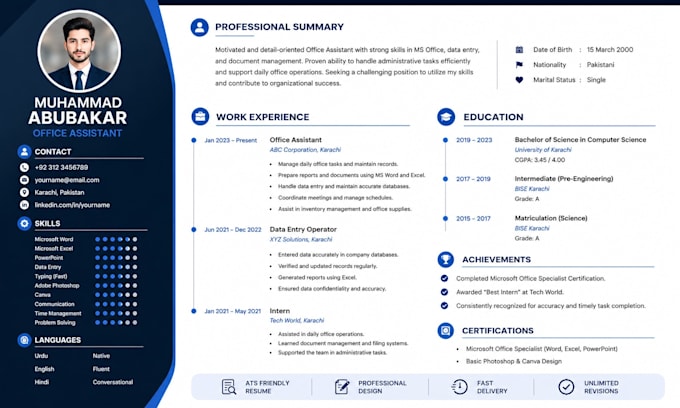 craft a premium ats resume and CV