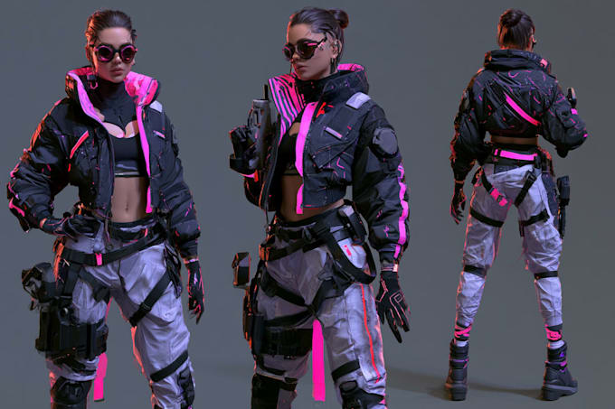 cyberpunk female character art
