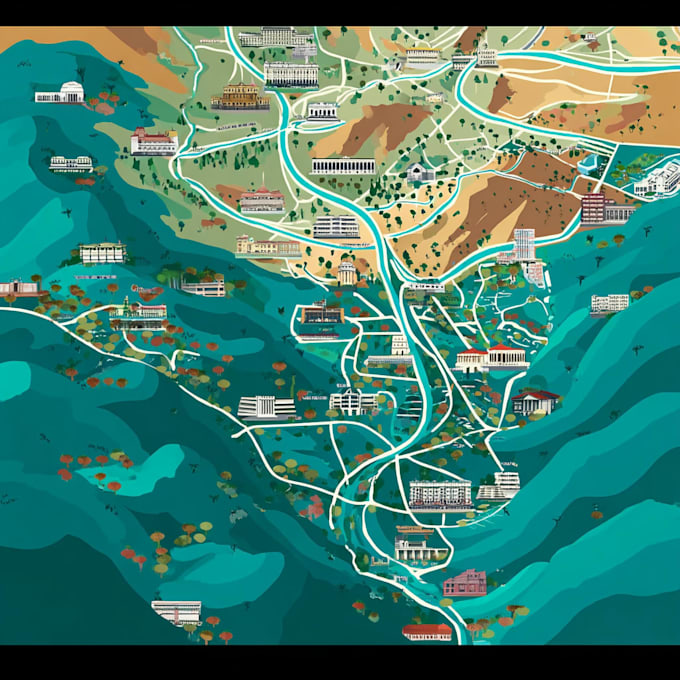 do flat business vector maps of any location