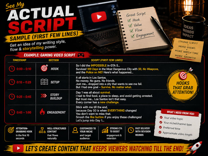 write engaging youtube video scripts