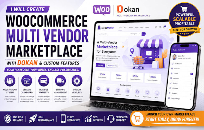 create woocommerce multi vendor marketplace with dokan and custom features